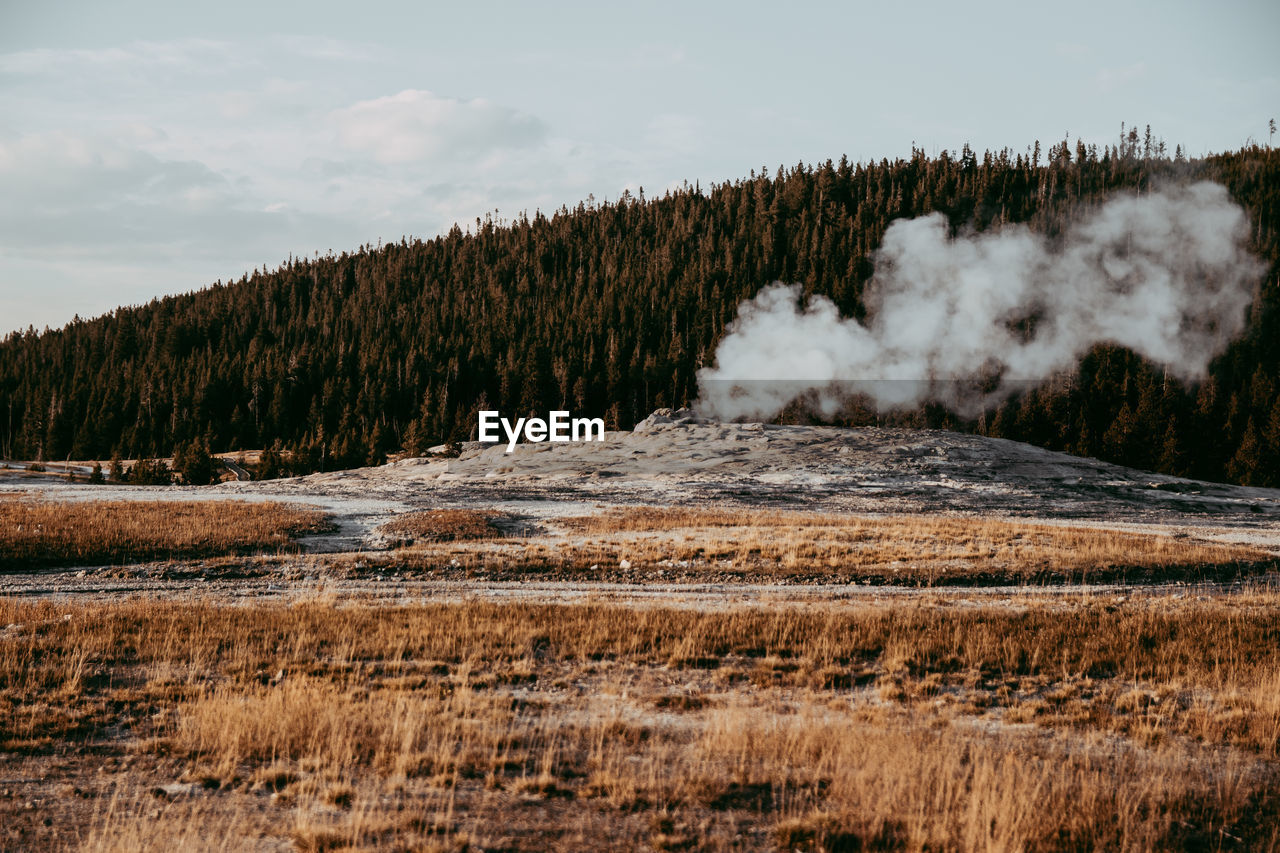 Scenic view of land against sky