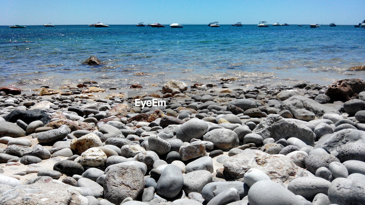 Scenic view of sea against clear sky