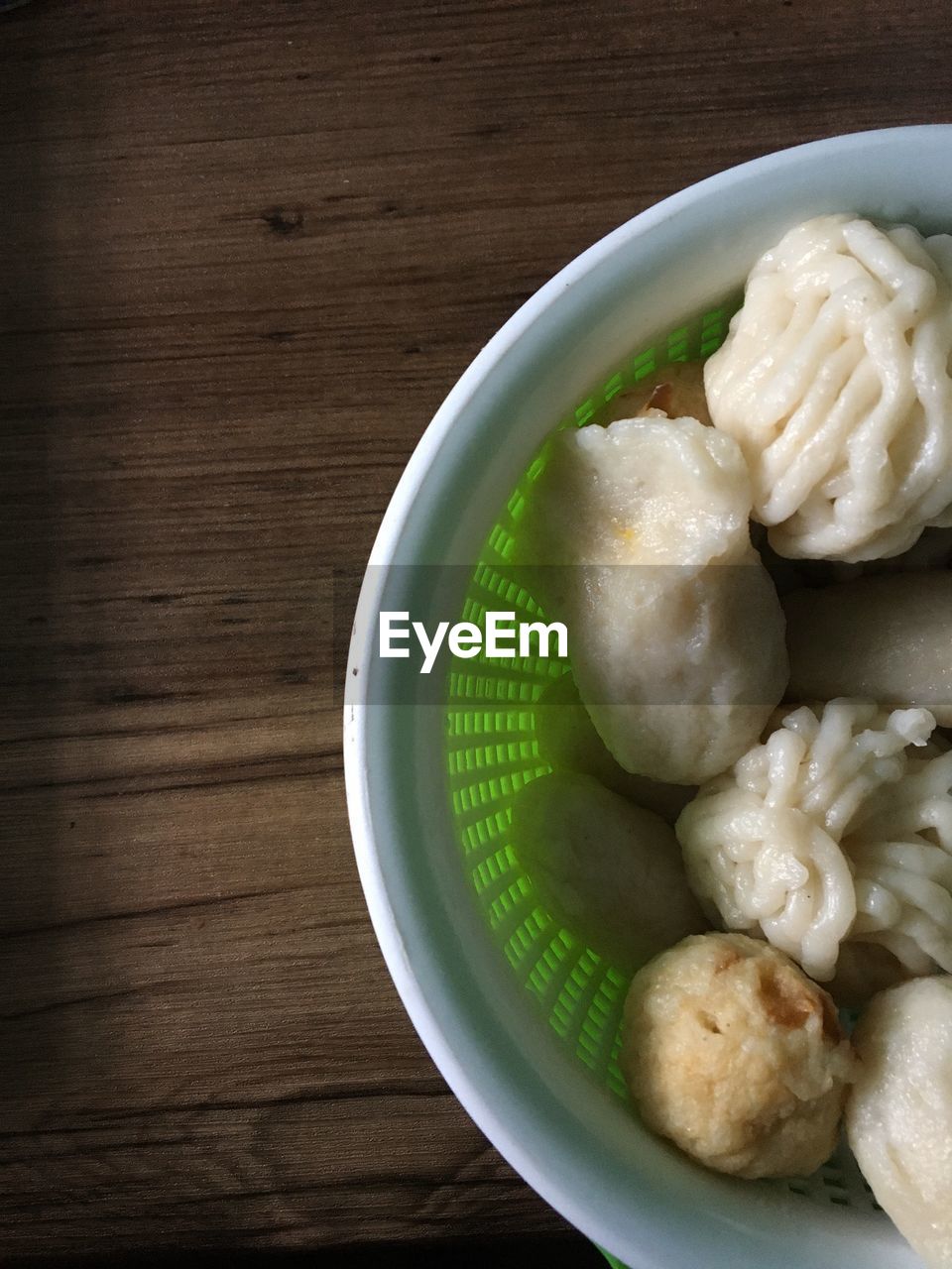 High angle view of traditional food of palembang in bowl on table