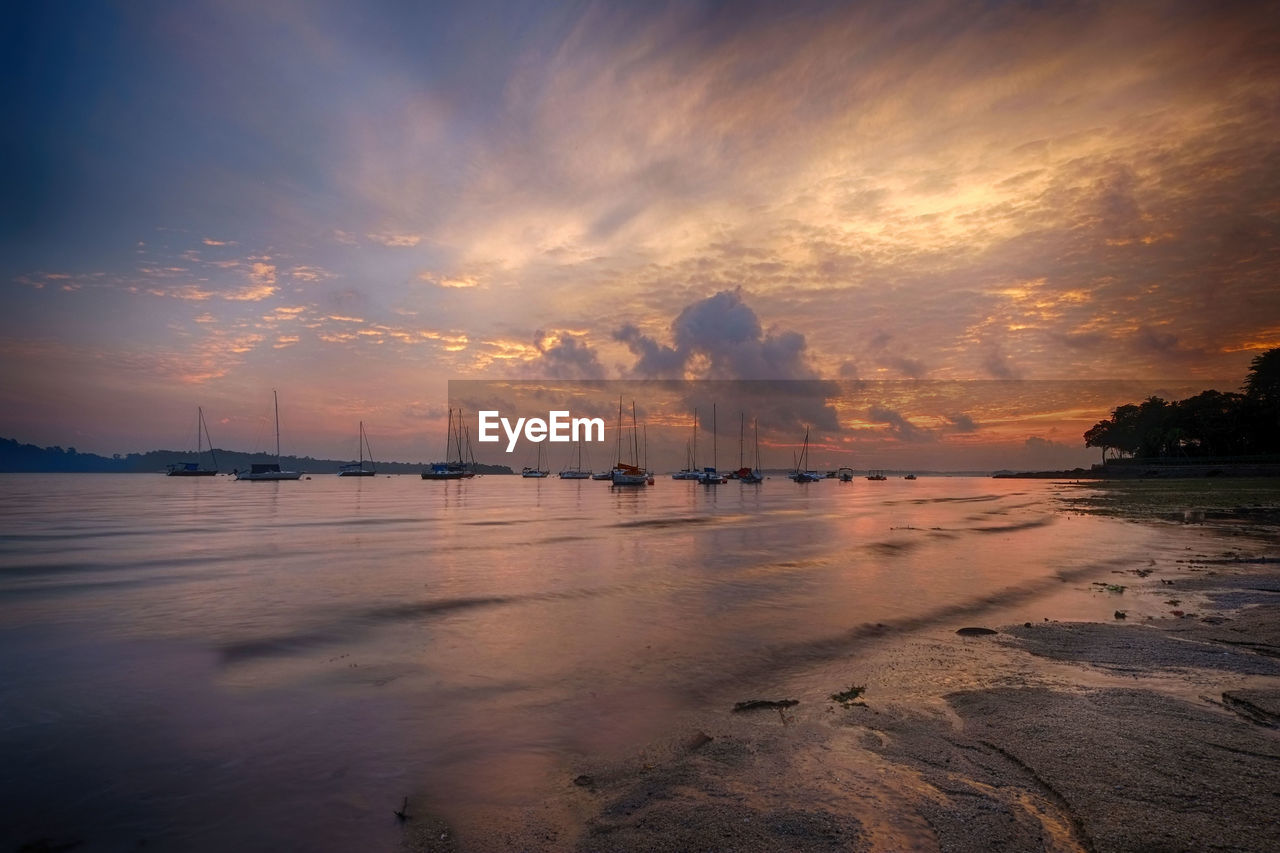 Scenic view of sea against sky at sunset