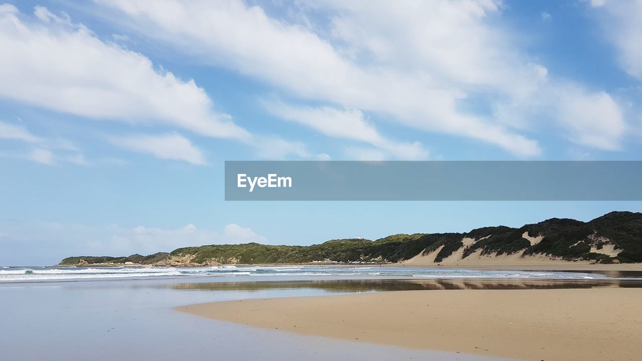 Scenic view of beach against sky