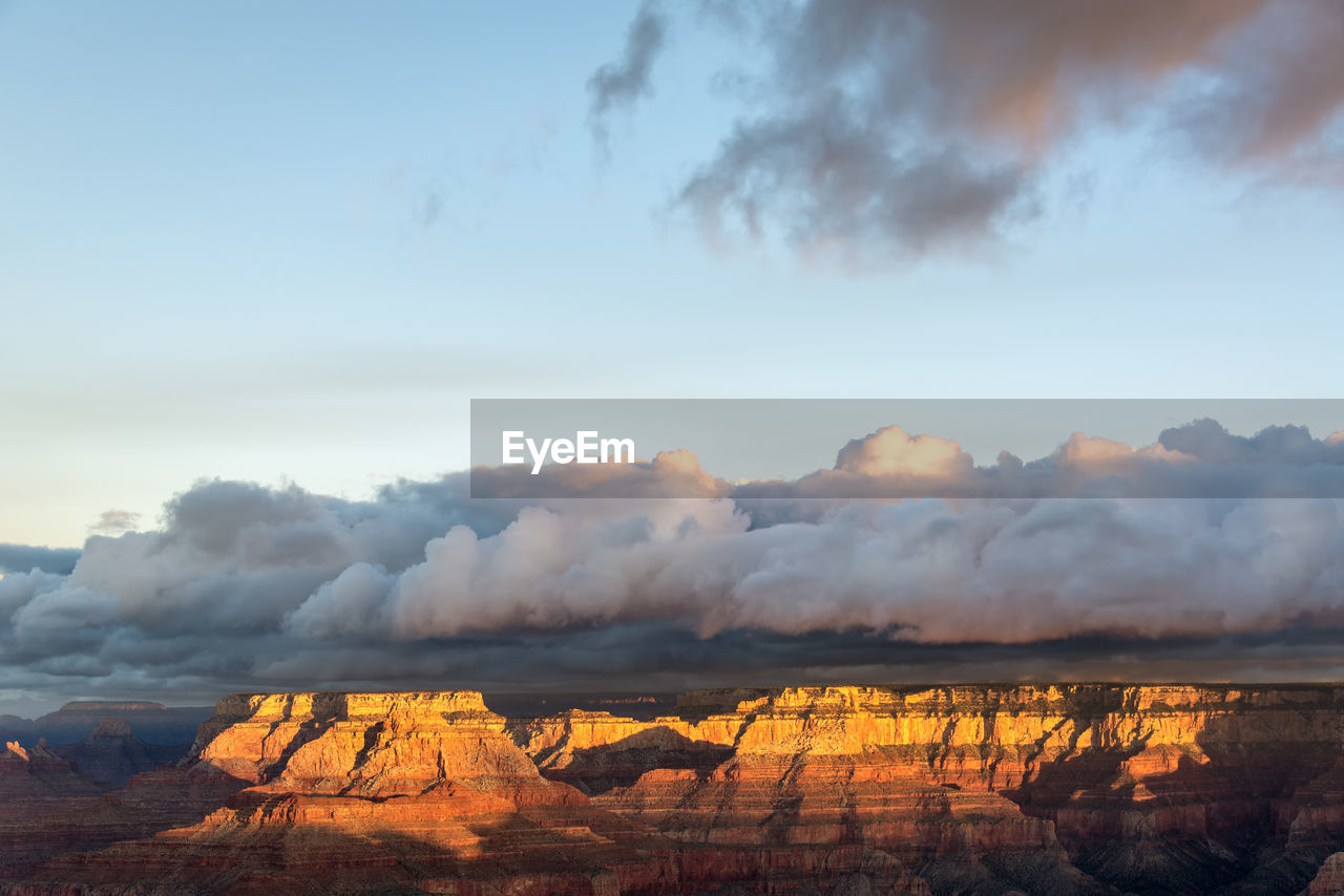 Scenic view of eroded landscape at grand canyon national park during sunset