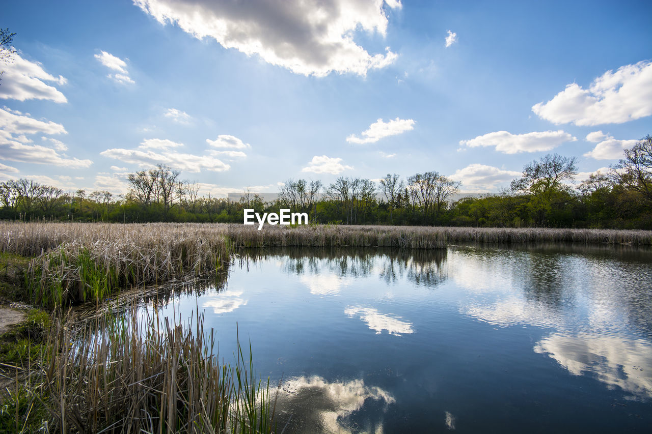 Scenic view of lake against sky