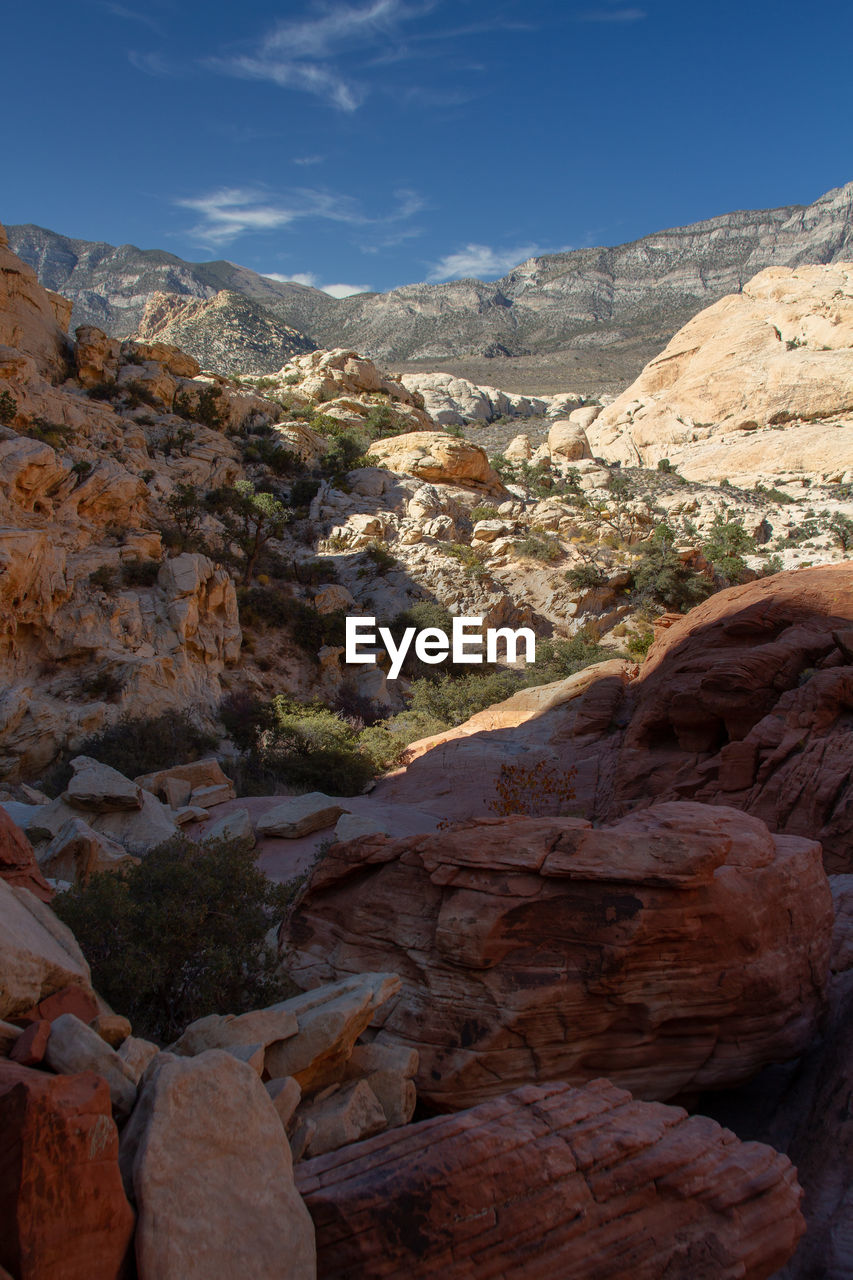 Scenic view of mountains against sky. red rock canyon, nevada 