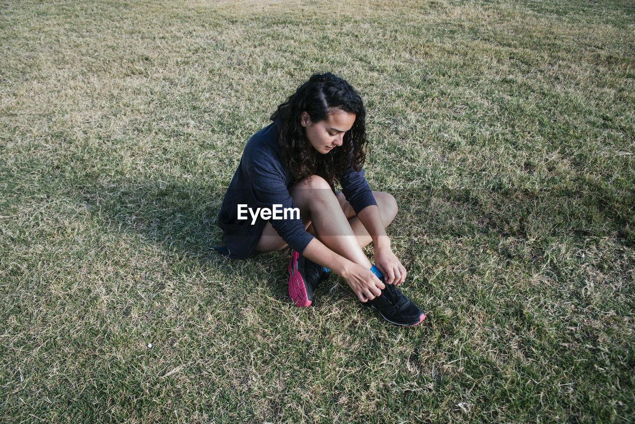 Girl getting ready to run