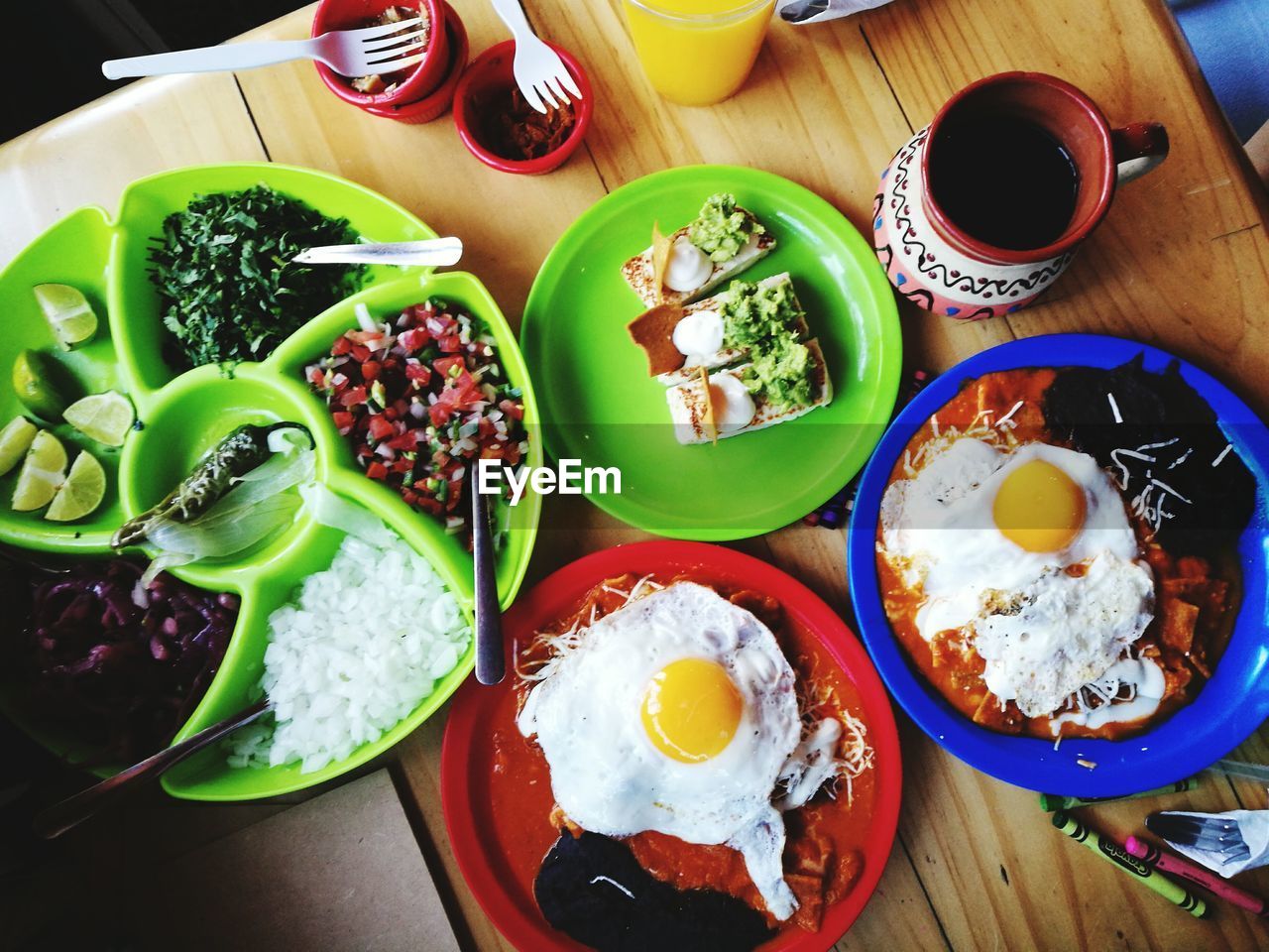 Close-up of breakfast served on table