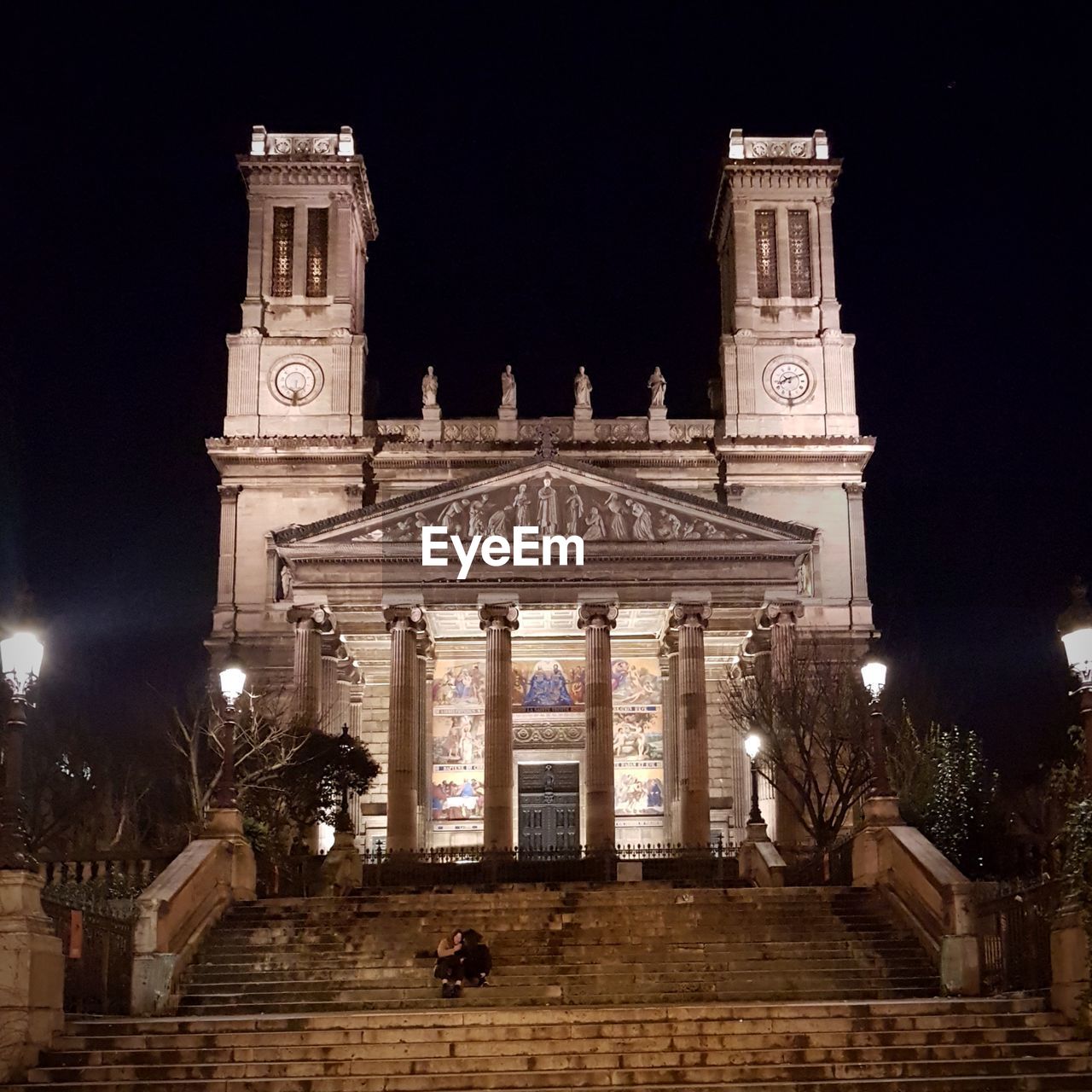 LOW ANGLE VIEW OF ILLUMINATED CATHEDRAL