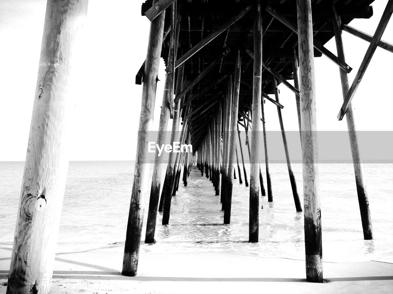 View of underneath pier at beach