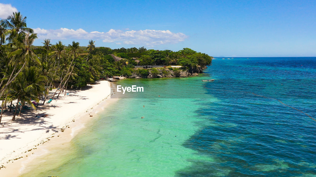 Tropical landscape beautiful beach and tropical sea. alona beach, panglao, bohol, philippines.