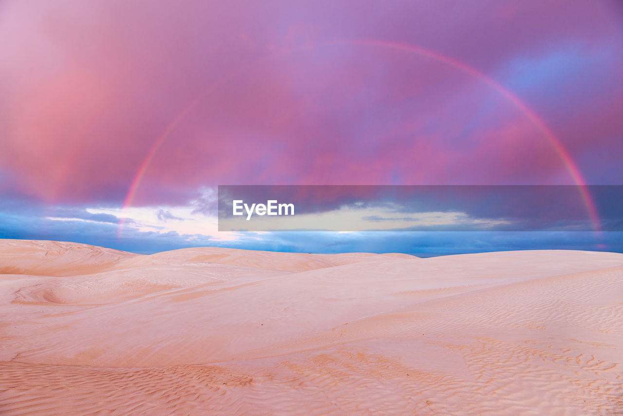 Scenic view of rainbow against sky