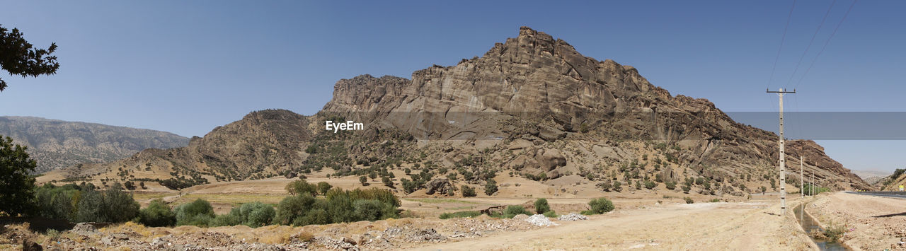 Low angle view of mountain against clear sky