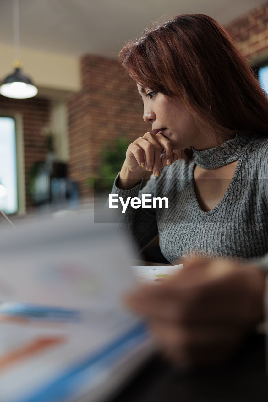 Businesswoman working at office