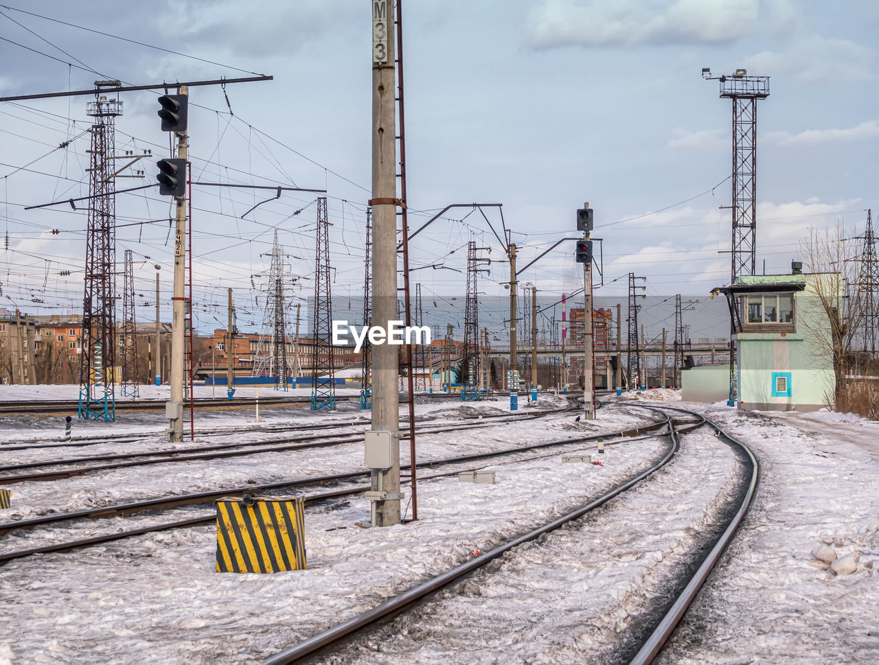 The railway hub in winter. trans-siberian railway.