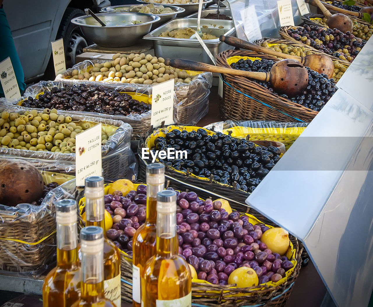 Delicious fresh olives at the street market