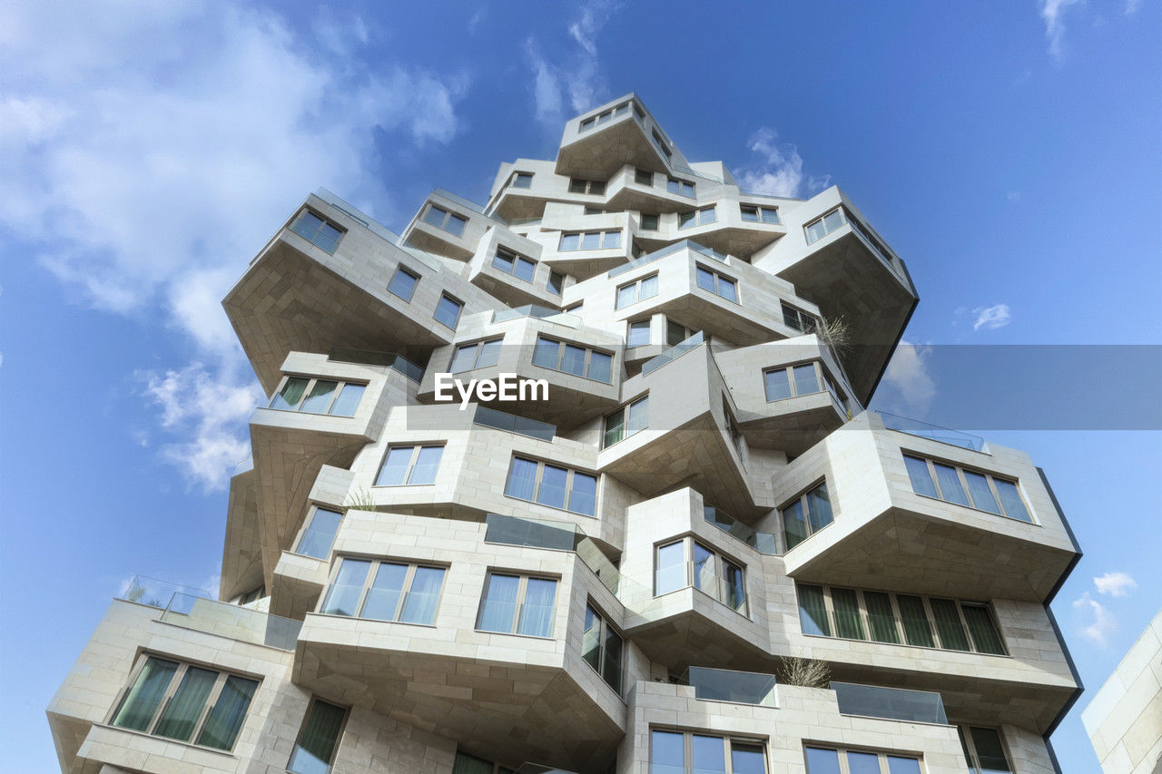 Netherlands, north holland, amsterdam, low angle view of modern apartment building