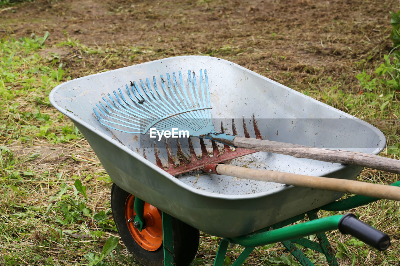 Garden tools rakes trolley summer spring