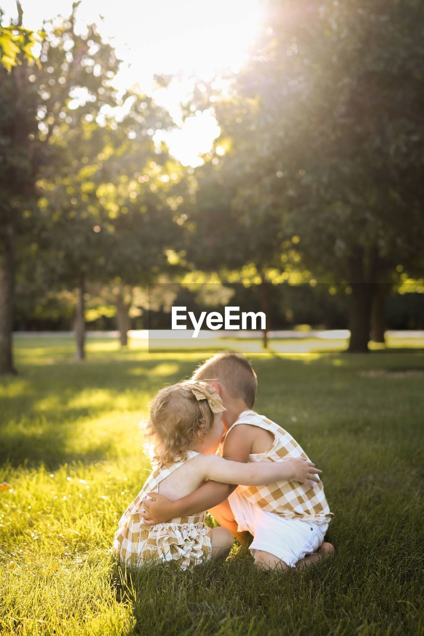 Girl and boy at park