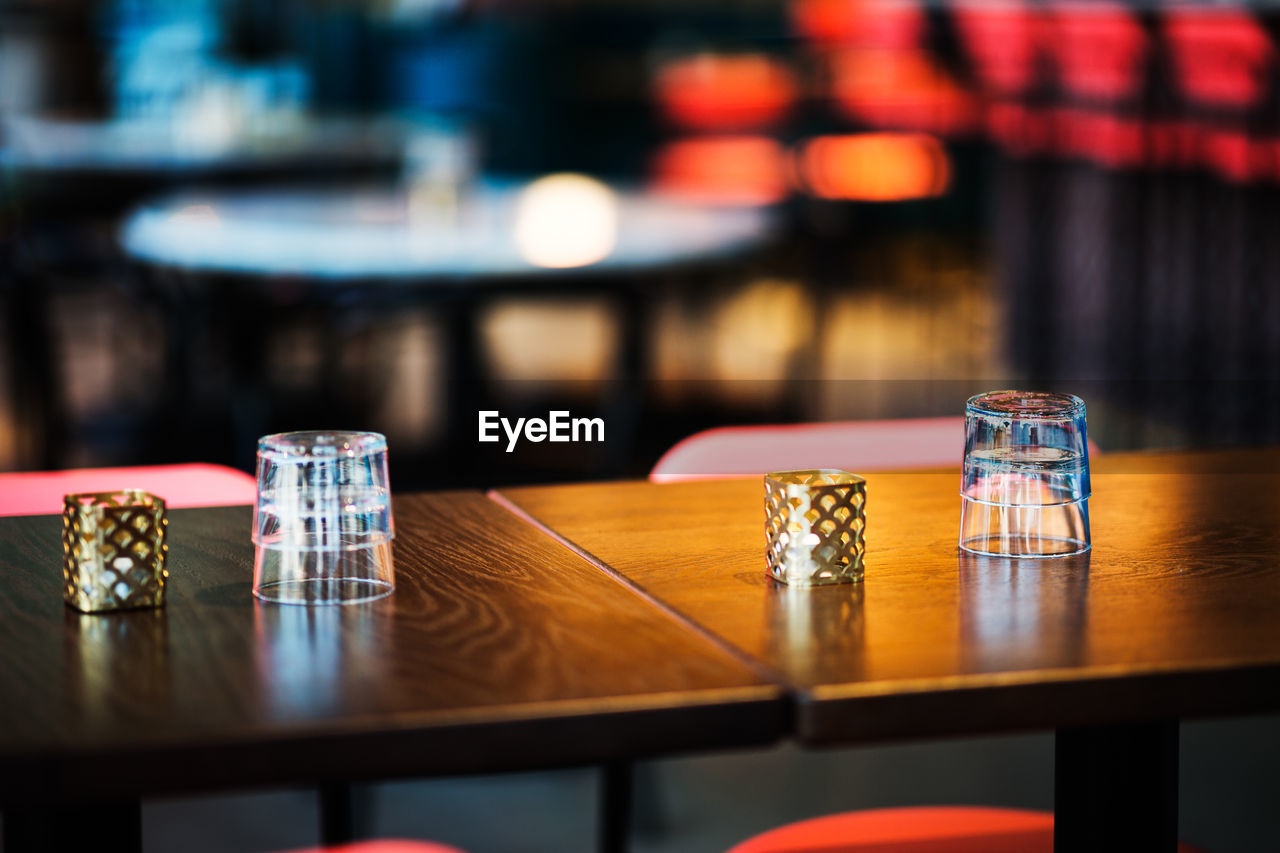 Close-up of glass on table at restaurant