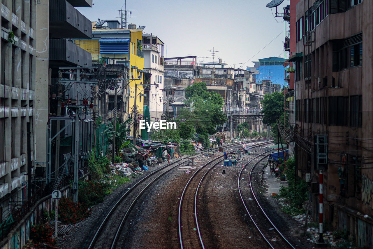 Railroad tracks in city