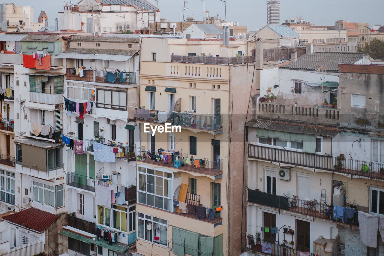 Full frame shot of residential buildings in barcelona