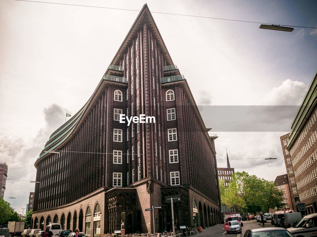 Low angle view of building in city against sky