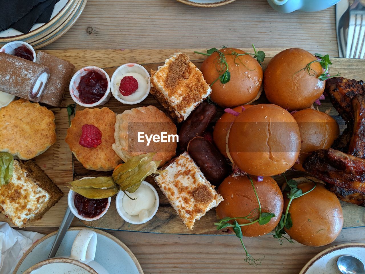 High angle view of food on table