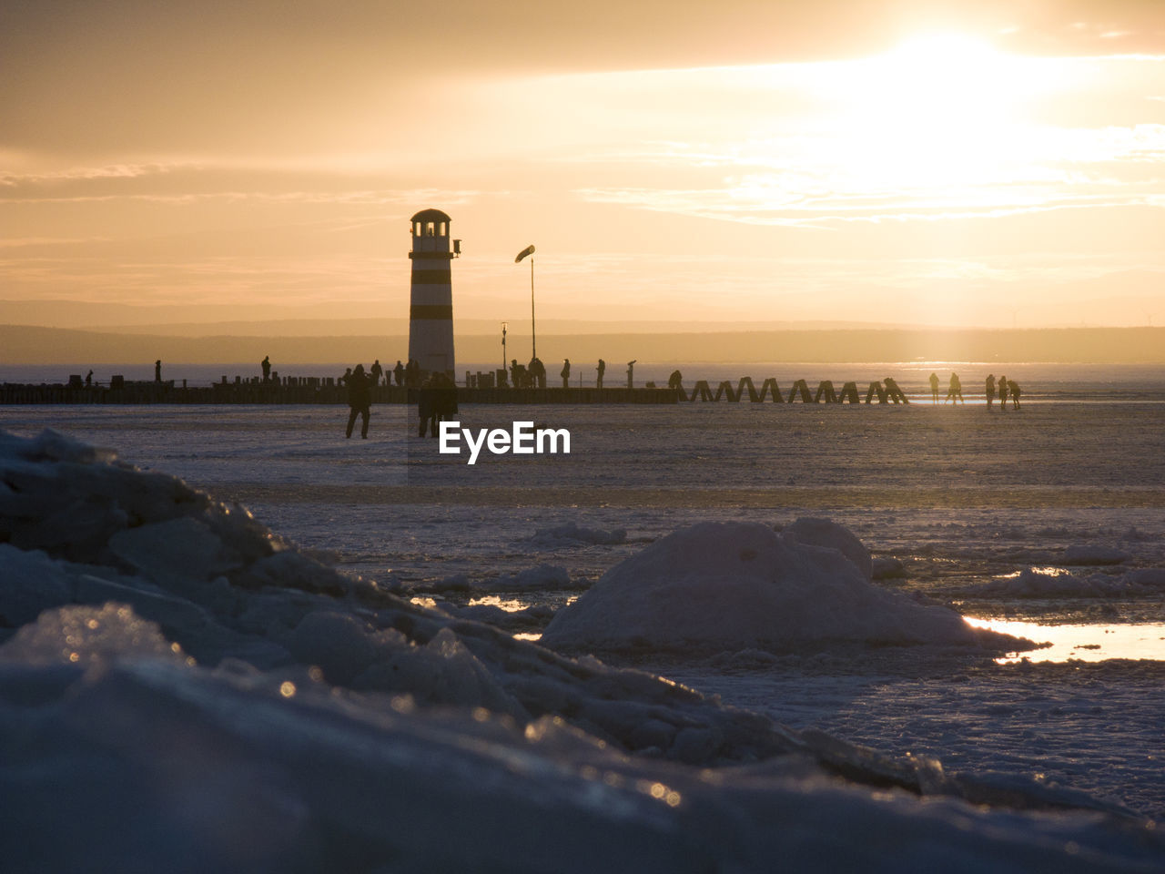 Scenic view of sea at sunset