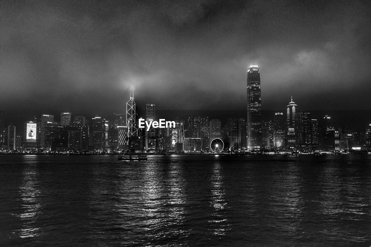 Hong kong panoramic cityscape at night