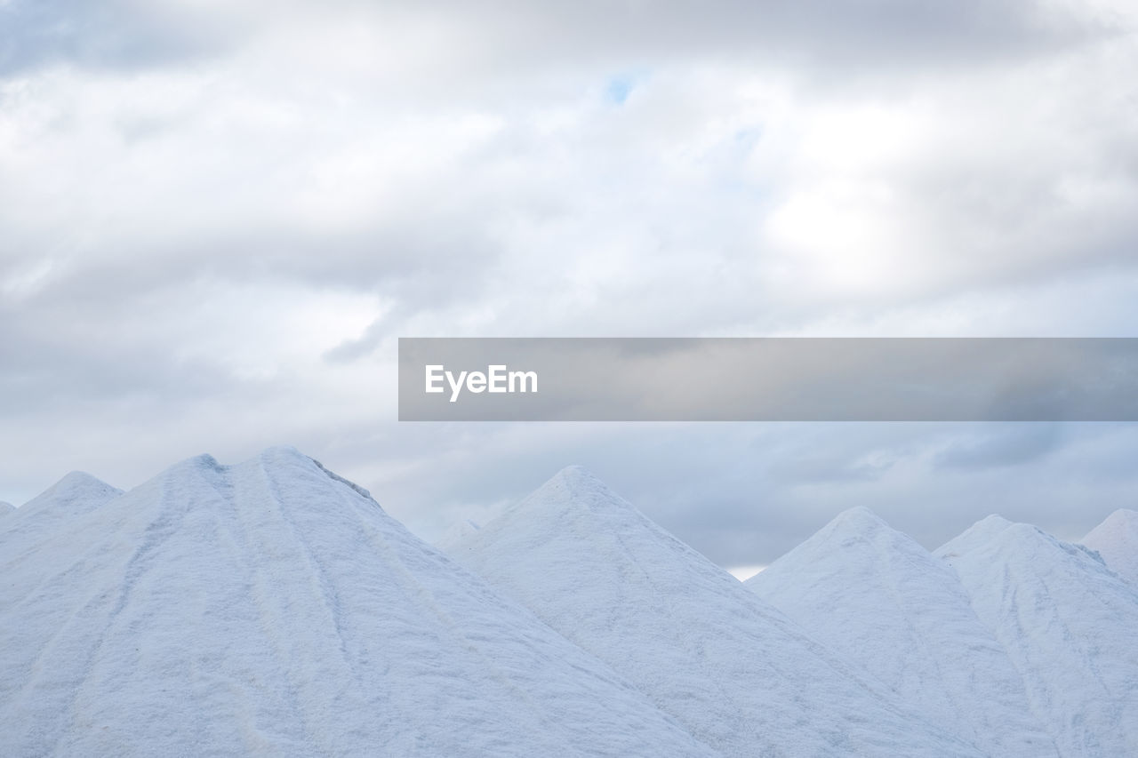 Scenic view of snow covered mountain against sky