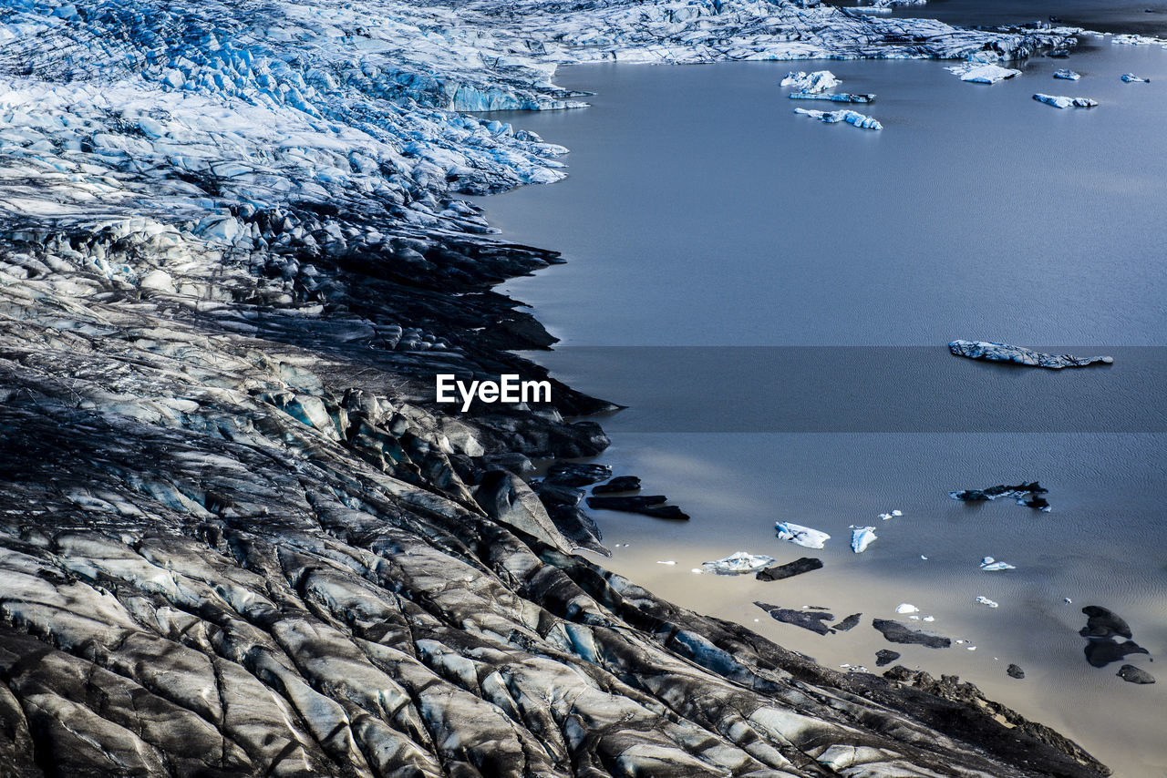 High angle view of beach during winter