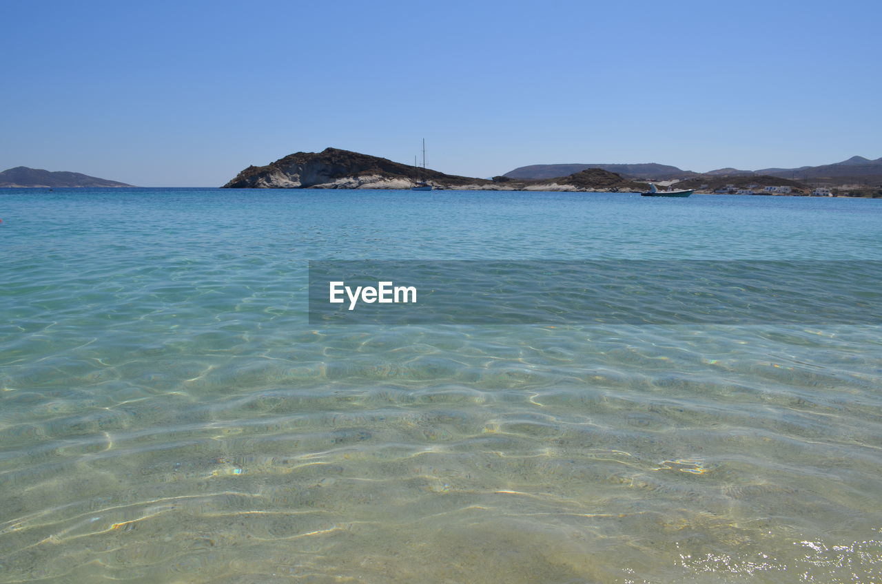 Scenic view of sea against clear sky