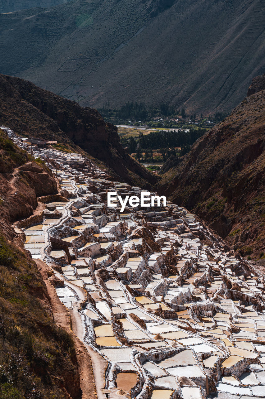 Ancient salt mine terraces in cusco