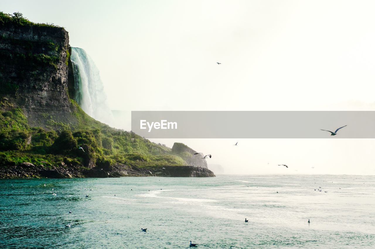 Scenic view of sea against clear sky