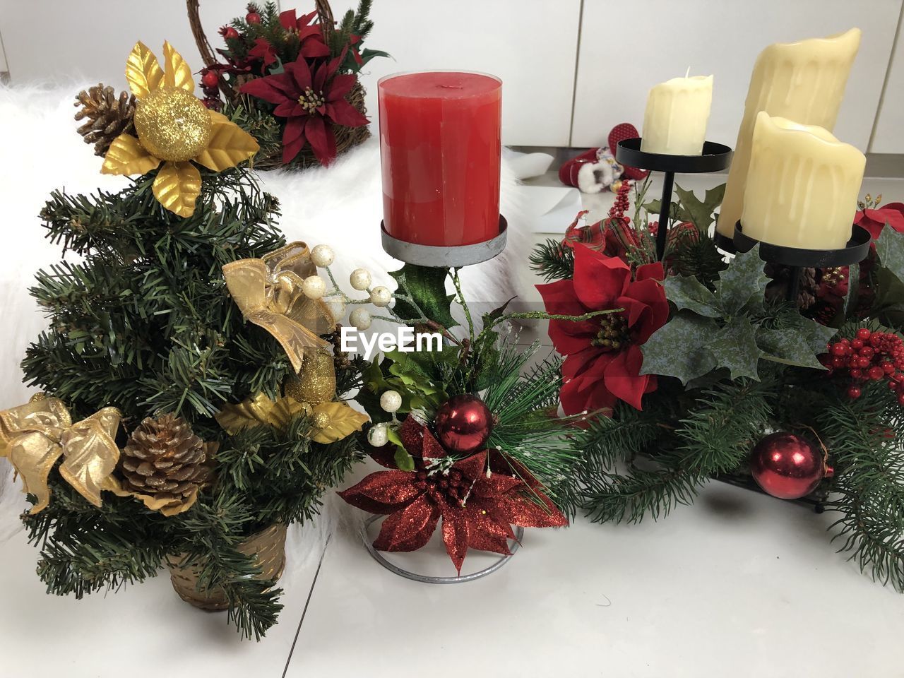 Christmas decorations on table