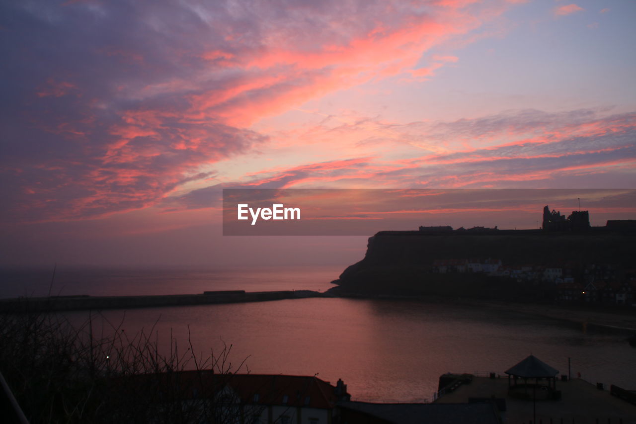 Scenic view of sea at sunset