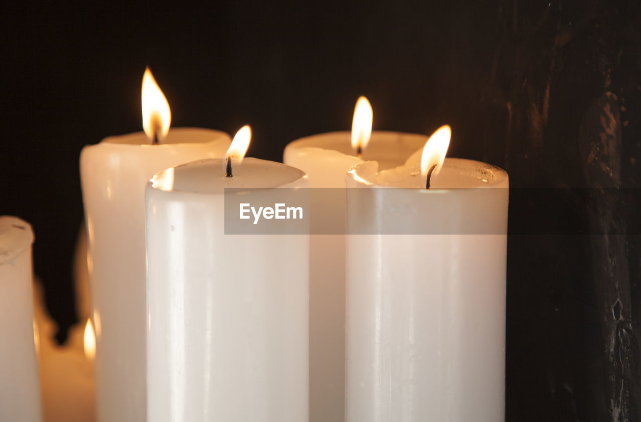 Close-up of candles burning at tapsa temple