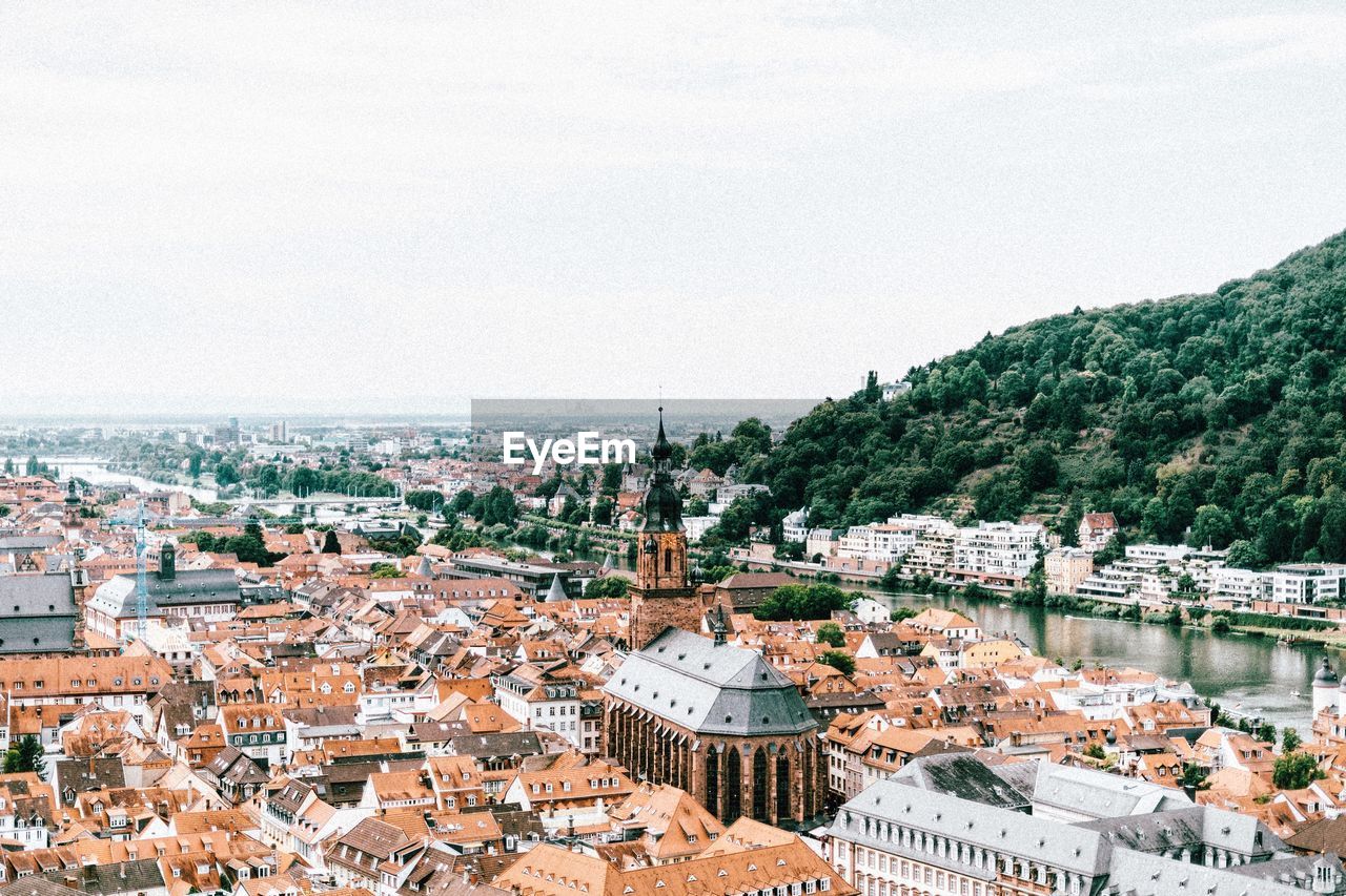 High angle view of heiliggeistkirche and cityscape against sky