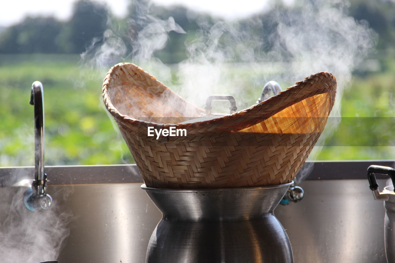 Close-up of meat on barbecue grill