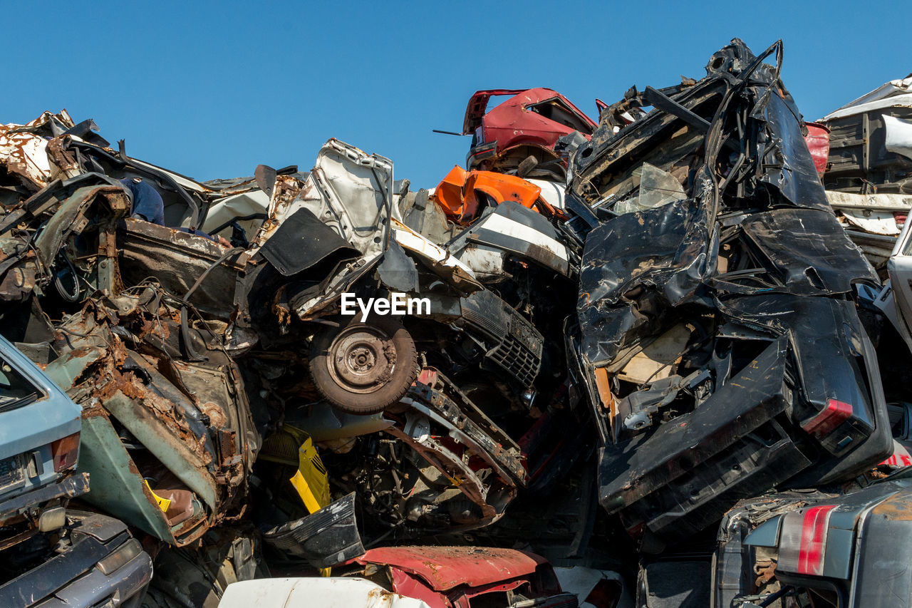 Heap of damaged cars