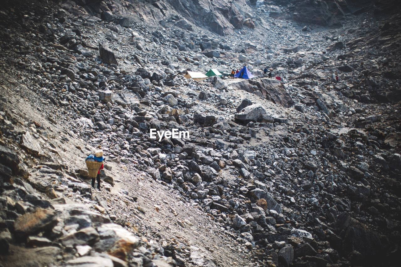 High angle view of person on mountain