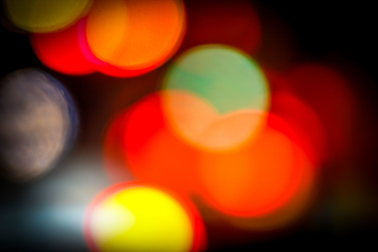 Defocused image of multi colored light