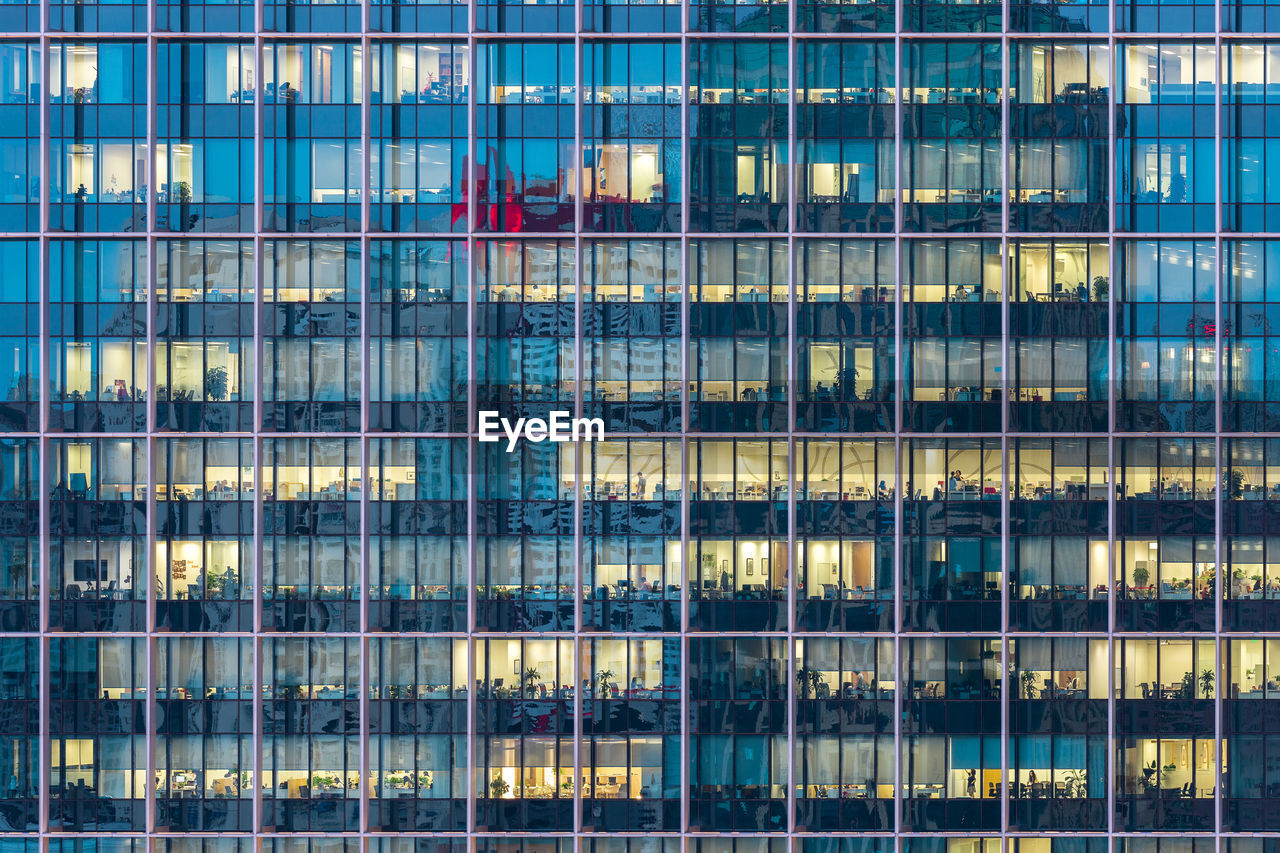 Full frame shot of modern glass building