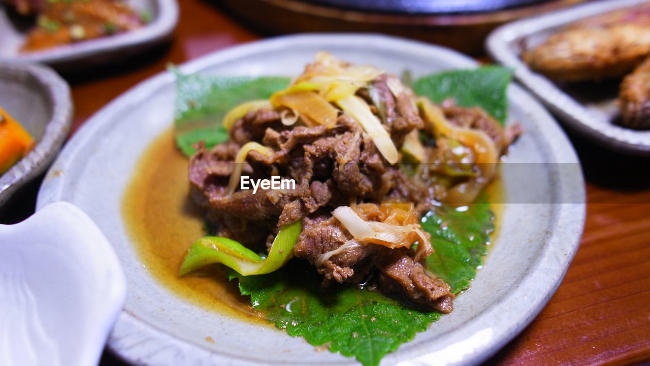 Close-up of meal served in plate