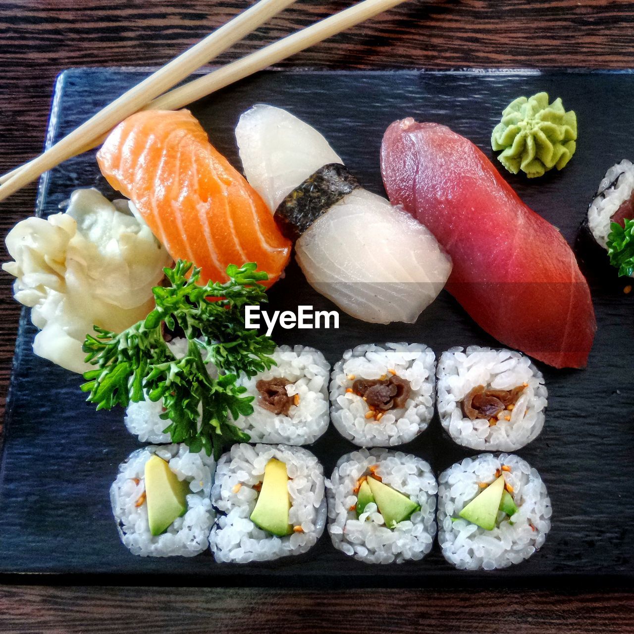 Close-up of sushi on plate