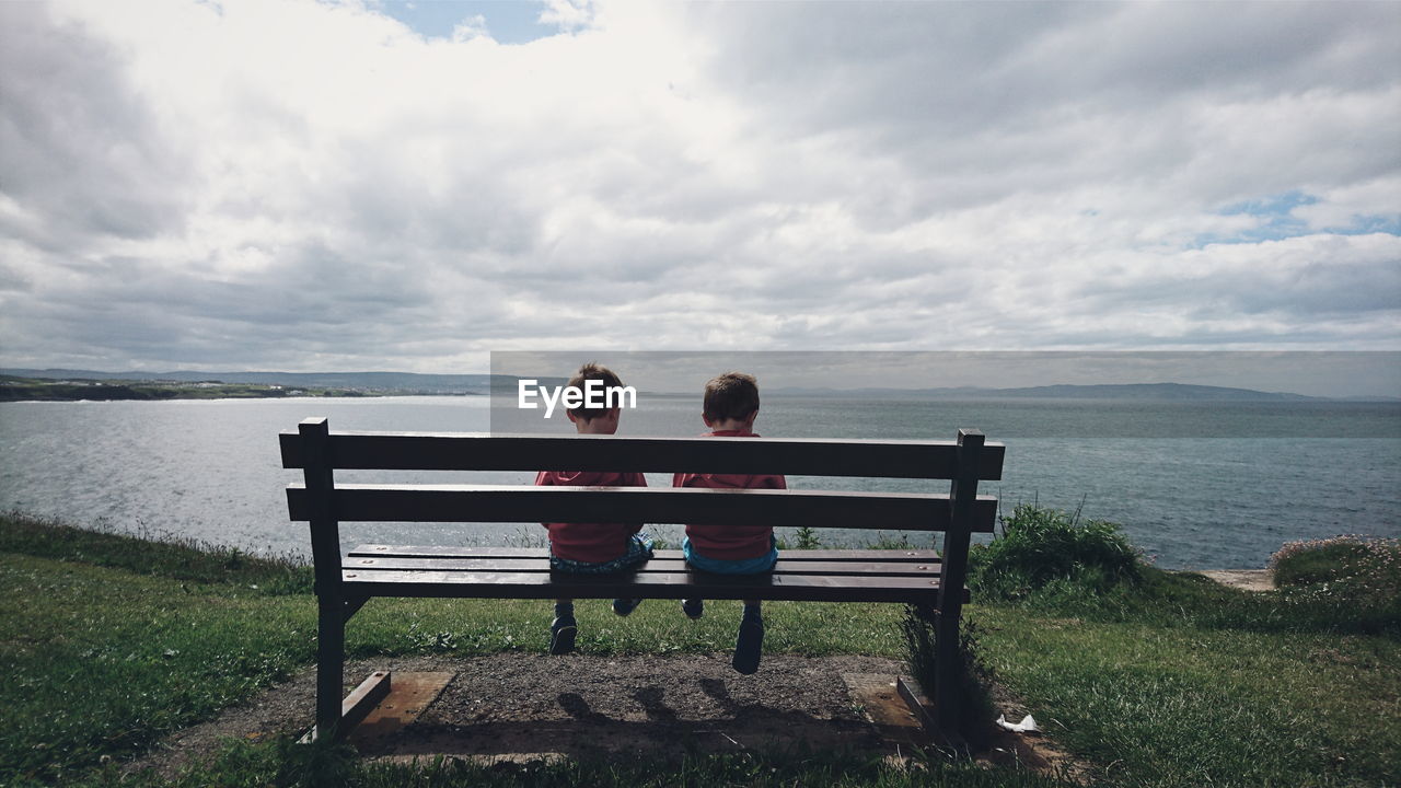 Two children on seashore