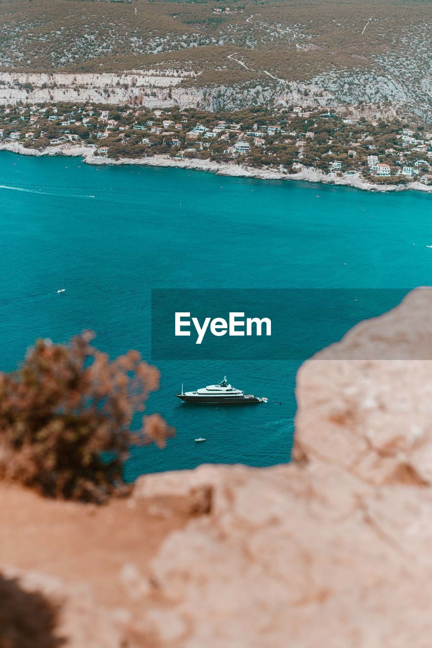 Scenic view of sea against blue sky