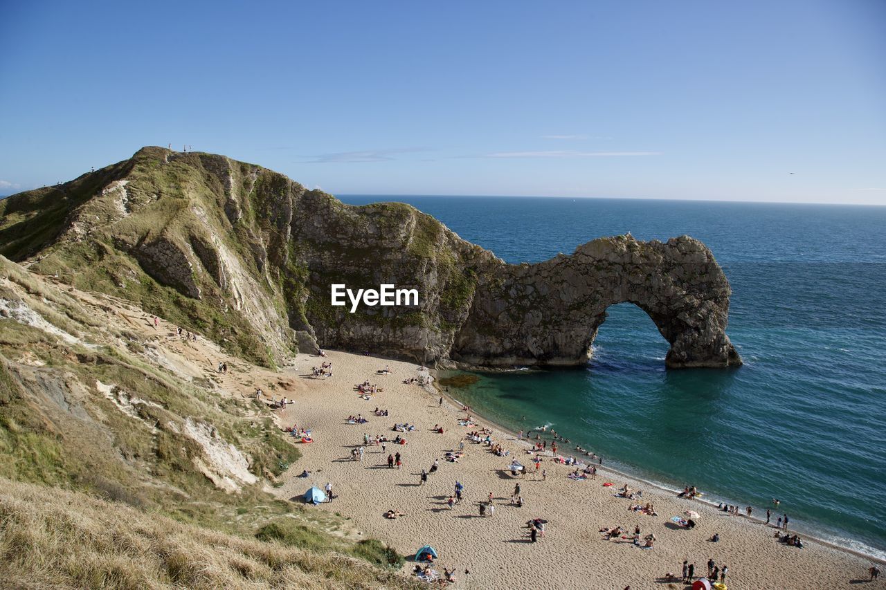 Scenic view of sea against clear sky