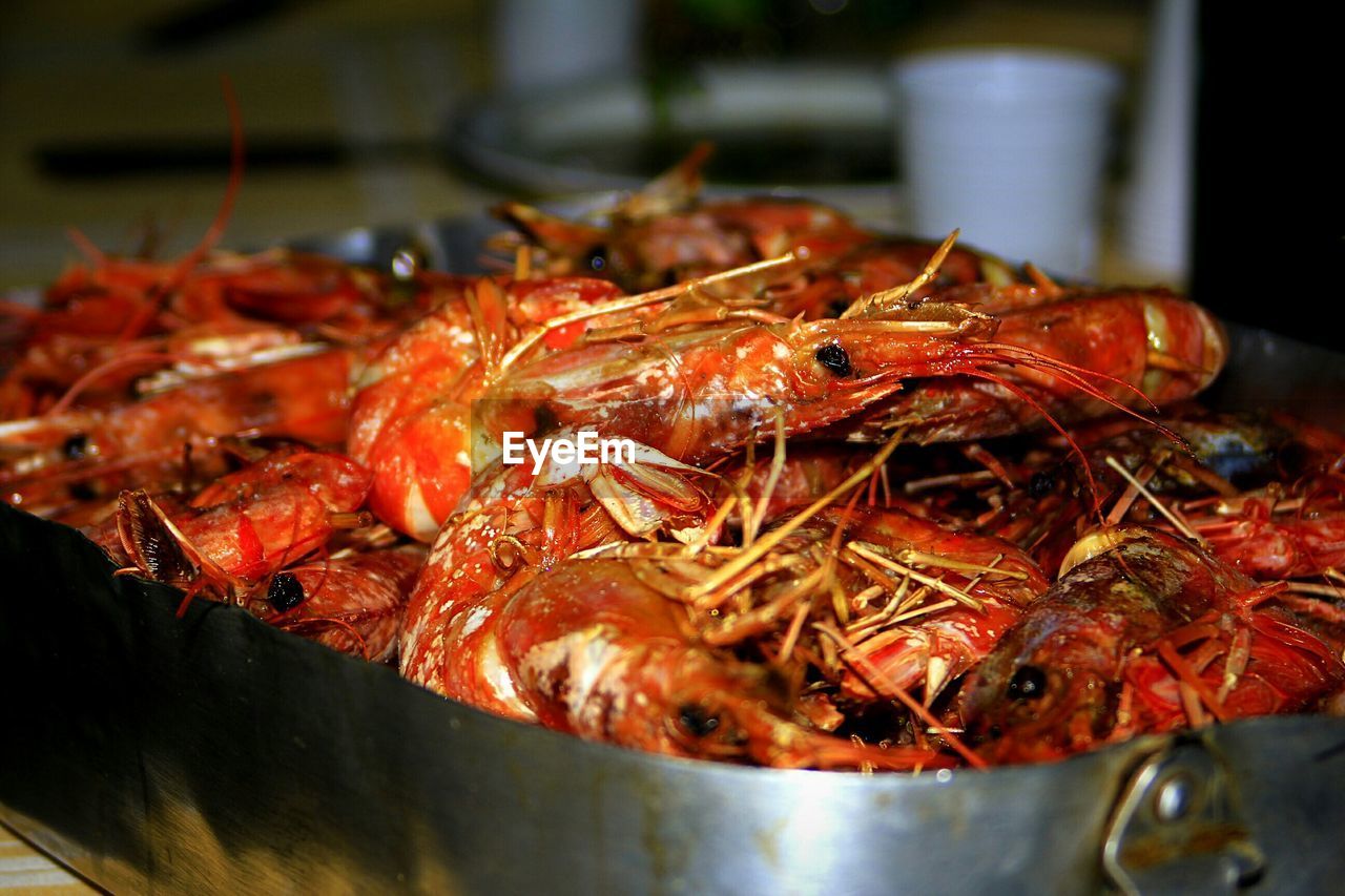 Grilled red crayfish in container