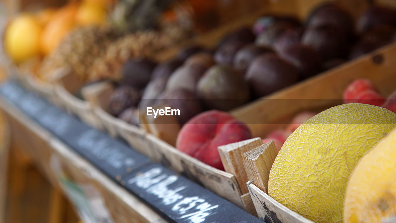 Close-up of fruits for sale in market