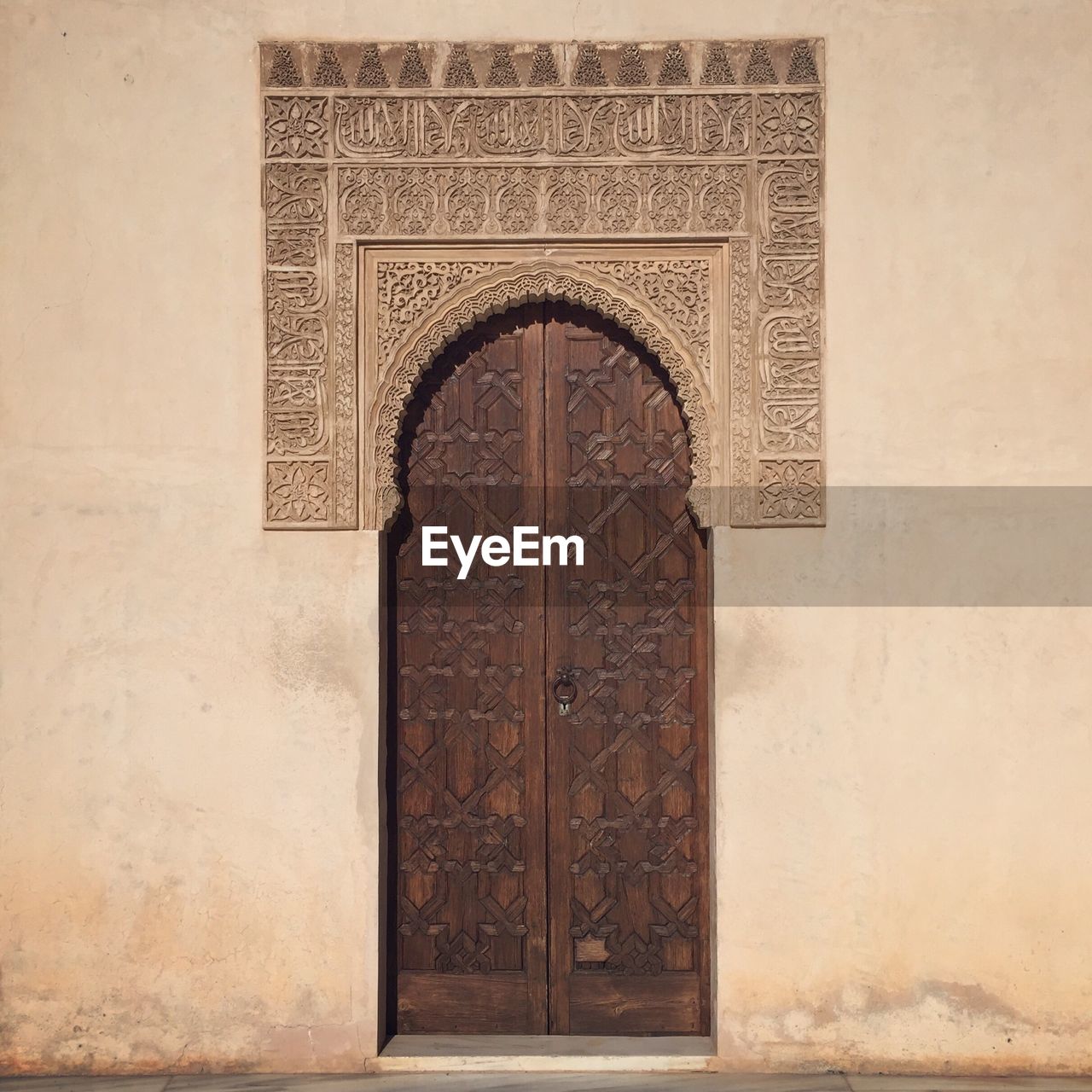 Closed door of old house